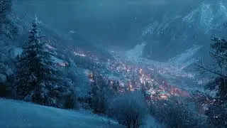 Snowy Mountain Village at Night ❄️ Deep Winter Ambience for Sleep & Relaxation