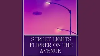 Street lights flicker on the avenue