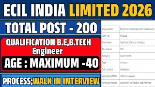 ECIL Technical Officer Recruitment 2026 Walk-In for 200 Posts #ecil #ecilrecruitment @jobindex8 