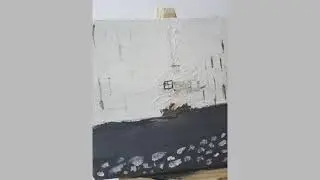 Ala.art / painting on tiny canvas / winter season / River / house / snow