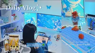 Unboxing Vlog🦋 게임 오타쿠 프리랜서의 하루 | 쉬었으니 일해야지?📉| 페이커 행운버거 럭키팩🍀| 기다리던 그라바스타 머큐리 K1 아이스 블루 키보드 언박싱❄️[SUB]