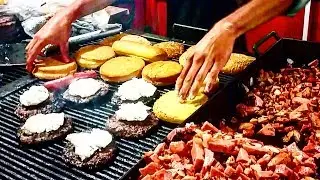 BEST Mexican Street Food EVER!!! - Street BURGERS - EXTREME FLAVOR  Deep In San Luis Potosi, MEX.