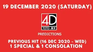 Foddy Nujum Prediction  for Sports Toto 4D - 19 December  2020 (Saturday)