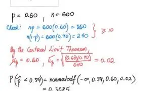Central limit theorem - sample proportion, Elementary Statistics In ALEKS
