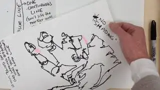 No Looking Contour  Line Drawing of Whole Hand