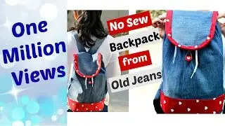 DIY: No-Sew Backpack from Old Jeans || Recycle old Denims