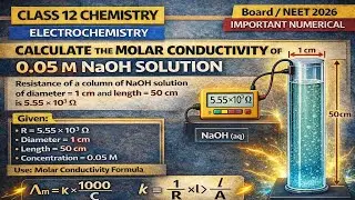 The electrical Resistance of a column of 0.05 M NaOH solution of diameter 1cm and length 50 cm is 5.
