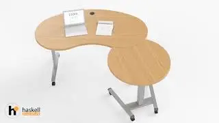 Haskell Education Fuzion Kidney Shaped Teachers Desk with 3/4 Moon Podium