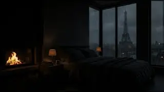 Sleep Instantly (No Ads) | Strong Rain, Thunder & Cozy Fireplace in a Dark Room