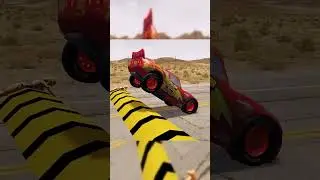 McQueen vs Flatbed Truck | Car Transport Chaos - Pothole Showdown