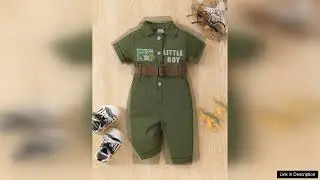Baby Boys' Military Jumpsuit Cargo Pants Green Zipper Collar Flight Style Romper Review