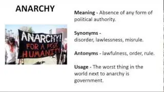 Vocabulary Made Easy  Meaning of Anarchy, Synonyms, Antonyms and its Usage