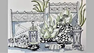 Doodle Zen Lantern Garden 🌿 | Step‑by‑Step Pattern Drawing Tutorial #zentangle #doodle 