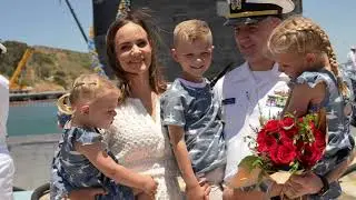 Navy Sailor homecoming from deployment on Submarine reunites with family after 7 months- USS Hampton