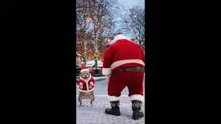 Jingle bells dance version. Fat Santa and his chubby dog dancing &mdash; too funny to handle!