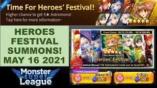 Heroes Festival Summons! May 2021! Monster Super League! Pulled a Light Mon!
