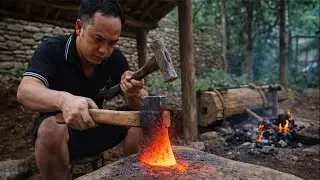 Old-School Axe Forging: Fire, Hammer, and Stone Anvil | by @PrimitiveSkillsnet