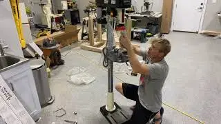 Building the Samurai Workbench Part 10 of 23 - setting up my new shop fox w1848 drill press and base