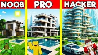 FUTURISTIC MODERN HOUSE Build Battle In Minecraft - NOOB VS PRO CHALLENGE Maizen Mizen Mazien Parody