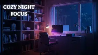 Cozy Night Study Room 🌌 Soft Wind Sounds for Focus & Deep Work (Blue & Purple Ambience)