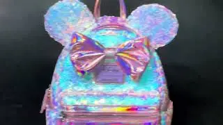 Disney Planet Minnie UV Reactive Pink Iridescent Sequin Mini Backpack