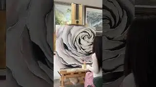 3D White Rose Texture Painting Rose Canvas Wall Art Rose Art on Canvas Rose Acrylic Wall Painting
