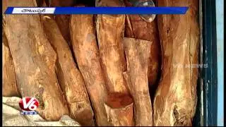 Red Sandal Smuggling | Police Seized 70Lakhs worth of Red Sandal Wood | Nalgonda (04-09-2015)