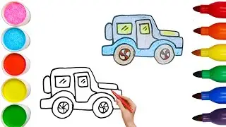 How To Draw cute Jeep Drawing, Painting & Coloring For Kids and Toddlers_🌈🎨