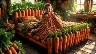 Sleeping on a Carrot Bed! 🥕 Hungry? Just Eat It! 😲