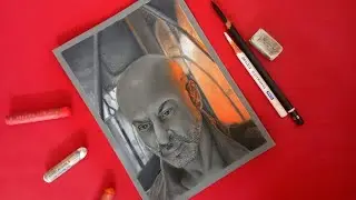 JAWAN 2023 Bald Look of Shah Rukh Khan(SRK), Pencil & Oil Pastel Portrait Drawing Tutorial