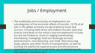 ECONOMIC IMPACTS OF TOURISM AND HOSPITALITY