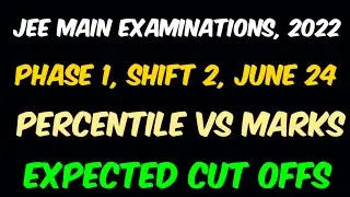 JEE Main 2022, June 24 | Shift 2 | Marks Vs Percentile Analysis | Expected Cut Offs | Phase 1