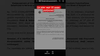 🔊CA Inter Sept 25 Exam Postponed 🔉 #cainter #ytshorts #information #icai