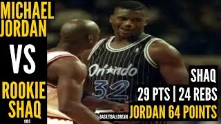 Michael Jordan vs ROOKIE Shaquille O&rsquo;Neal | MJ 64 Points | Shaq 29 Pts, 24 Rebs | BASKETBALLDREAM