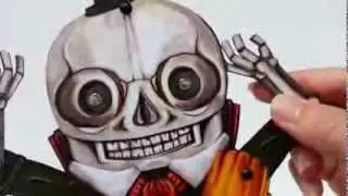 Mayor BOO! Spooky Skeleton Paper Doll Toy with LED lights