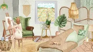 Woman Painting - Raining Outside - Calming & Relaxing Ethereal Music