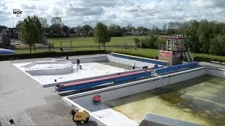 Schoonmaakwerkzaamheden bij openluchtzwembad De Sawn Stjerren