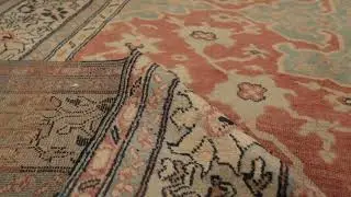 Hand-Knotted Antique Persian Farahan Rug in Red, Blue Medallion Floral Pattern - 11795