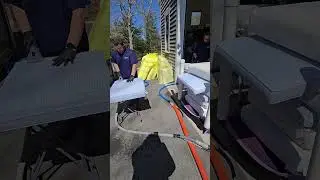 Cleaning of Outdoor Cushions at our facility in Kingston, Ma.   #thecleanteam #sunbrellafabric