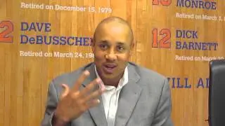 NY Knicks John Starks with Young Faces Smiling