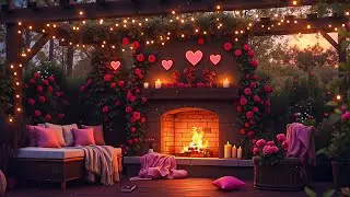 Romantic Valentine&rsquo;s Day Jazz 💕🔥 Soothing Piano Jazz in a Cozy Porch with Relax Fireplace Sounds