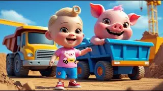 Piglet Drives Dump Truck Fun | Construction Truck Song for Kids | Playful Animal Rhyme