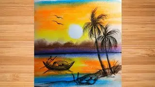 How to draw a beautiful sunny day with dry pastel color