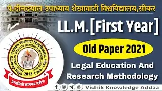 Legal Education and Research methodology  | PDUSU Sikar Old paper 2021 | LLM paper