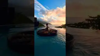 Sunset Pool View 😍😍 Location: #hiltonnortholme #shorts #beautiful #luxury #travel #sunset #seychelle
