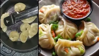 Pan fried chicken dumplings/tasty chicken Momo's recipe/easy chicken dumplings recipe by tasty b..