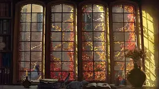 Light Academia ASMR Ambience - A Studious Fall Morning (soft wind, occasional rain, birds...)