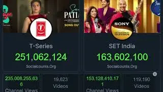 t series vs soney art live subscriber count on youtube video