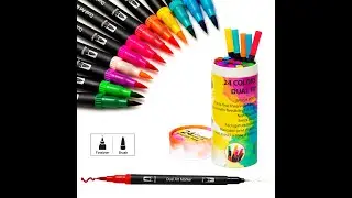 Brush Pen, Pennarelli Doppia Punta 24 Colori, Brash Pens, Pennarelli punta fine, Brush Pen Lettering
