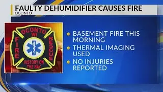 Faulty dehumidifier sparks basement fire in Oconto, no injuries reported